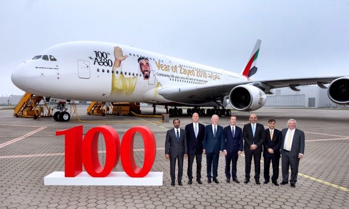 Travelwerke's tweet photo. Everyone doubted #Emirates and its large #A380 order then. 100 jets on, EK continues to prove them wrong. #Congrats

#Emirates100A380 #Dubai https://t.co/JFvhMi5dv1