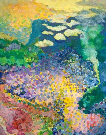 DrillhallStudio's tweet photo. 'On approach at 5000 ft' from Peter Dawson's new exhibition 'Water, Light &amp; Colour' on now. Acrylic on canvas $350 https://t.co/1SLrEIpHnn
