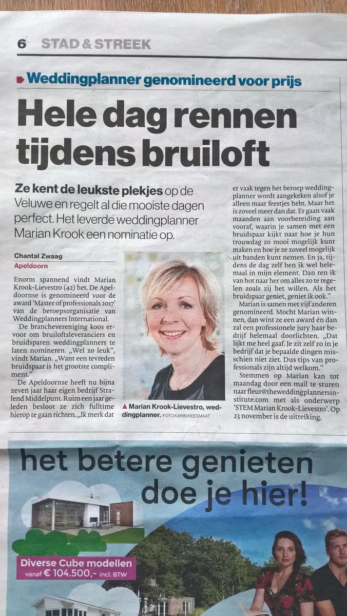 Leuk artikel van <a href="/chantalzwaag/">Chantal Zwaag</a> vandaag in de <a href="/ds_Apeldoorn/">de Stentor Apeldoorn</a>! Blij mee! Er kan tot morgenavond gestemd worden. Mocht je dat doen, heel erg bedankt!!!