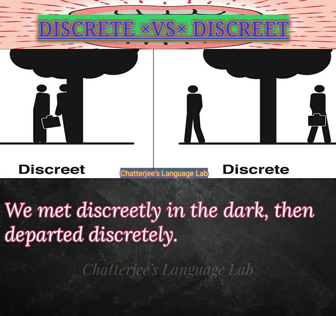 LabLangauge's tweet photo. DISCREET--Wise,Cautious, Prudent,Self restrained.
DISCREET --Distinct , Separate.
#vocabulary  #homophone #LearnEnglish #greprep #sat #CAT https://t.co/jlpQBiaJwT