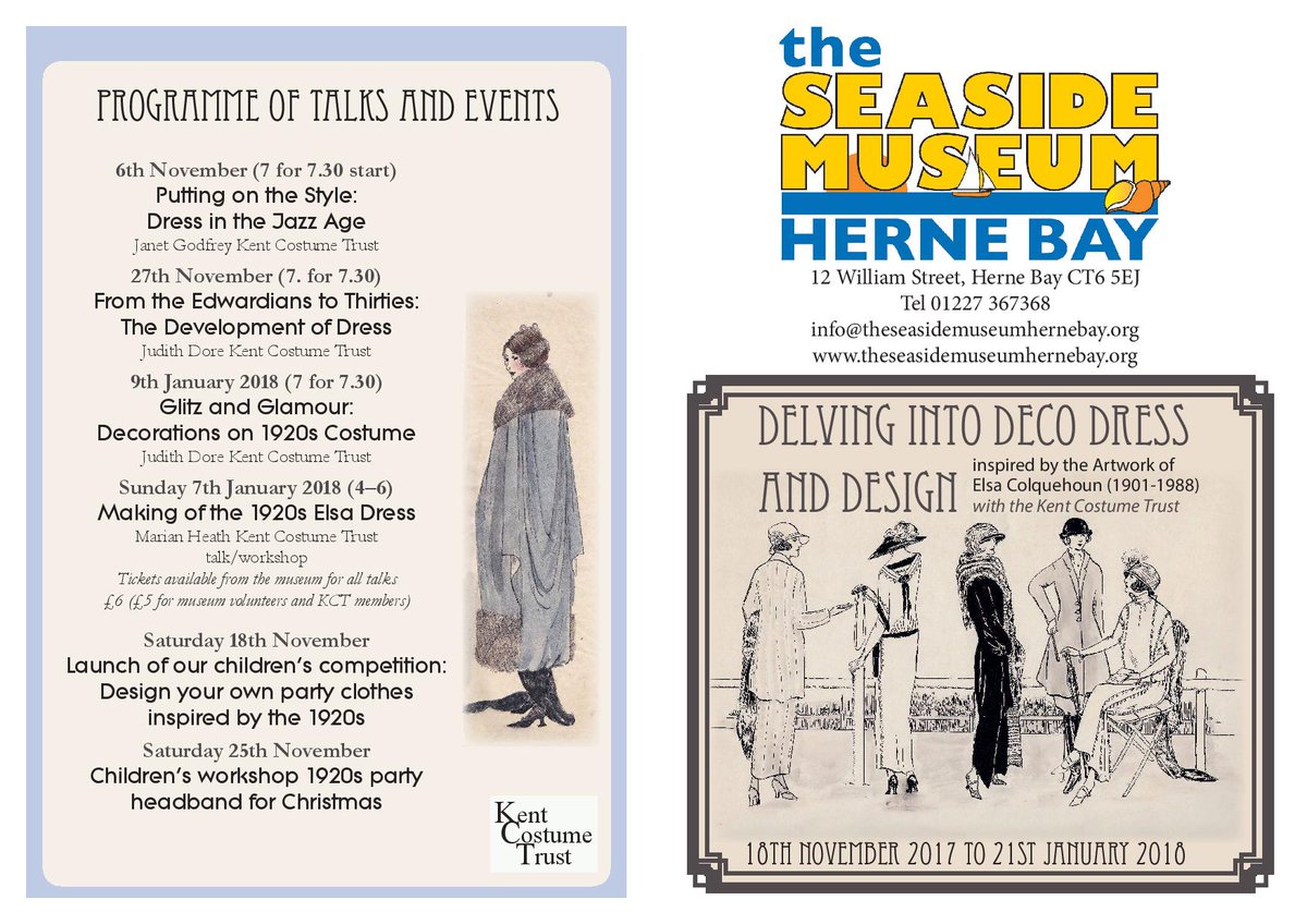 seasidemuseum's tweet photo. Monday's talk is the 1st in our series of talks &amp; events for the Delving into Deco Dress &amp; Design exhibition, opens Nov18 #glamour #hernebay https://t.co/L43HrDAW1n