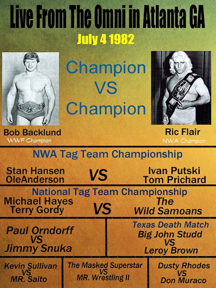 GCC_Wrestling's tweet photo. 7/4/82 - The Omni - #BobBackland vs @RicFlairNatrBoy WWF vs NWA https://t.co/URdVIomfdc
