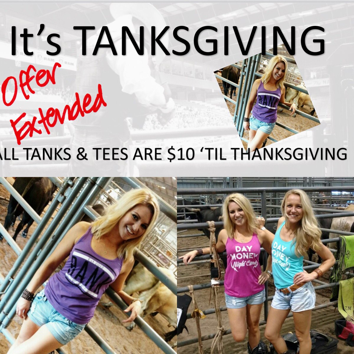 It’s TANKSGiving &amp; to celebrate ALL TANKS are $10 til Thanksgiving Day!  Get your RANK TANK today
rankrodeo.com/Womens-Tank
