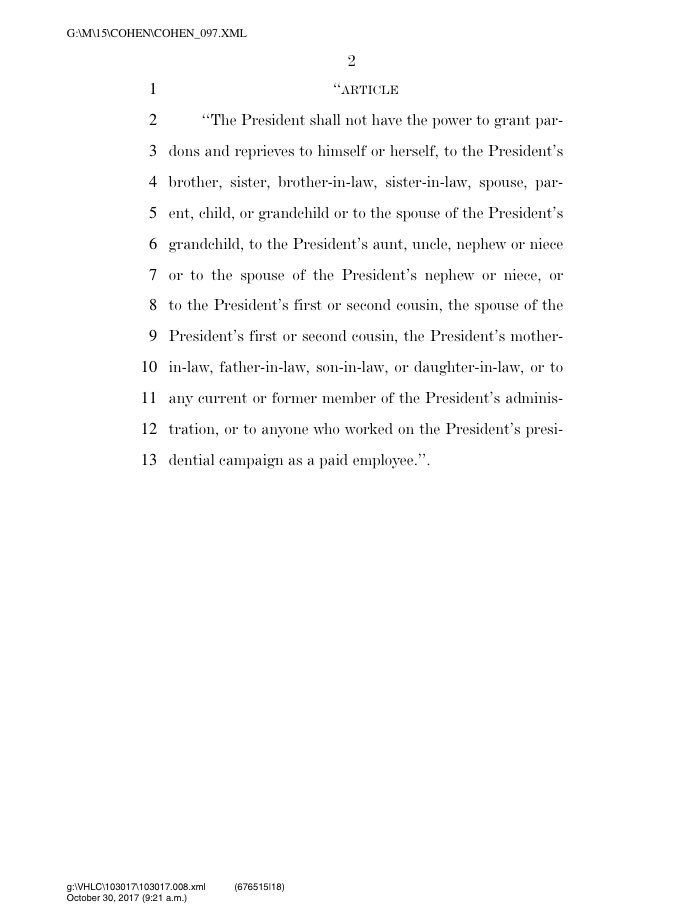 kylegriffin1's tweet image. Democratic Rep. Steve Cohen has introduced a constitutional amendment to limit presidential pardon power.