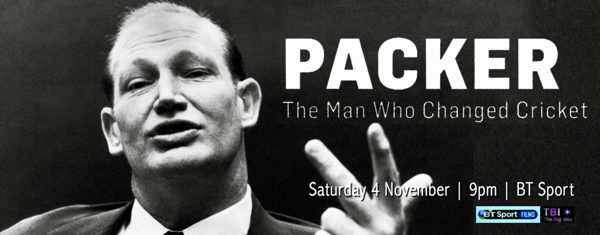 tbimedia's tweet image. Tonight at 9pm on @btsport see the premiere of @TBIMedia documentary 'Packer: The Man Who Changed Cricket' #Cricket #KerryPacker