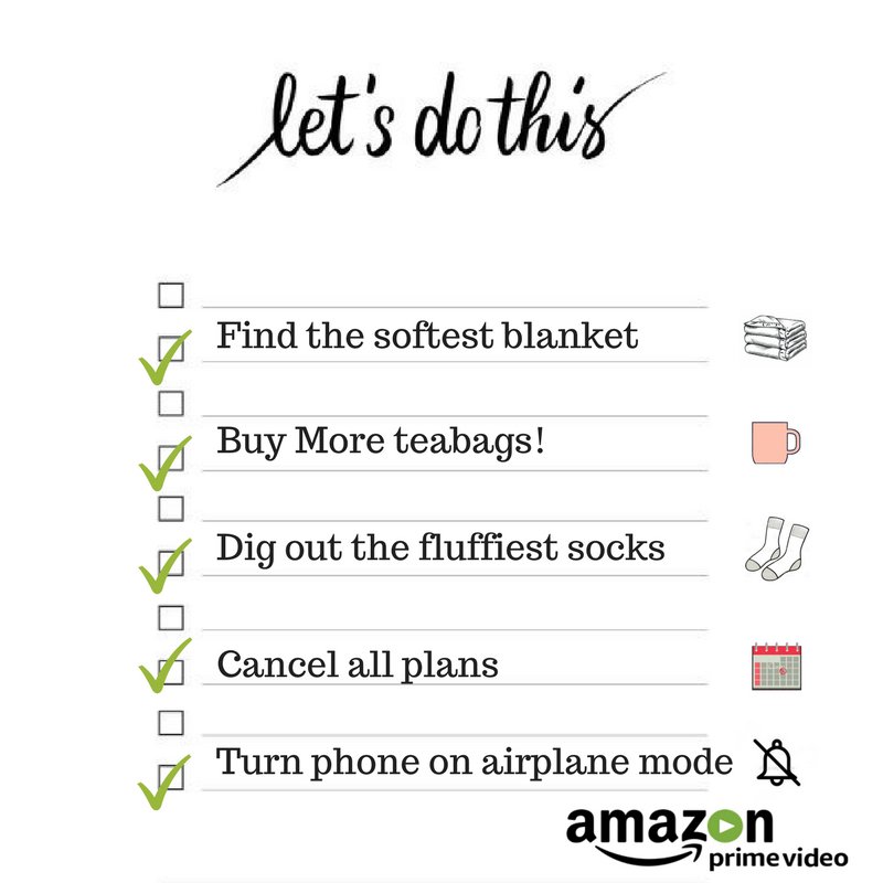 PrimeVideoIE's tweet image. The kind of to do list you want to see for binge watch prep.