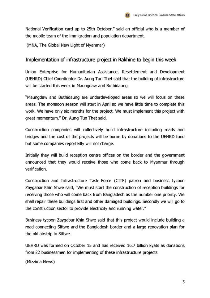OfficialBurmese's tweet photo. Daily News Brief on Rakhine State Affairs.27-10-2017 @SenatorMenendez @SenBookerOffice @SenFeinstein @memetsimsek @Malala @PMOIndia https://t.co/Zs4pfUz22d