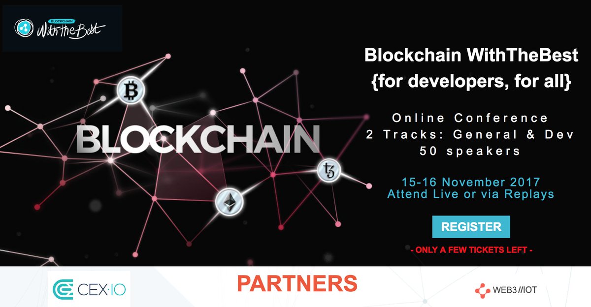 Use discount code BLOCKIOT20 to get 20% off blockchain.withthebest.com online conference, 15-16 Nov <a href="/WithTheBest/">WithTheBest</a> #blockchain