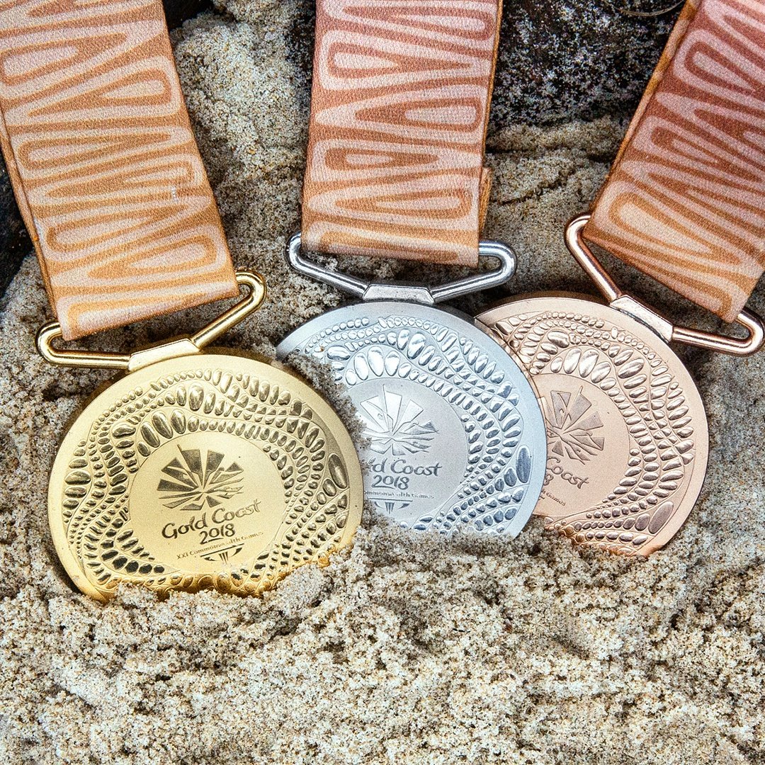 Gold Coast Gold, Silver and Bronze 🥇🥈🥉

<a href="/gc2018/">高程</a> unveil their medal design by Queensland-based Indigenous artist Delvene Cockatoo-Collins.