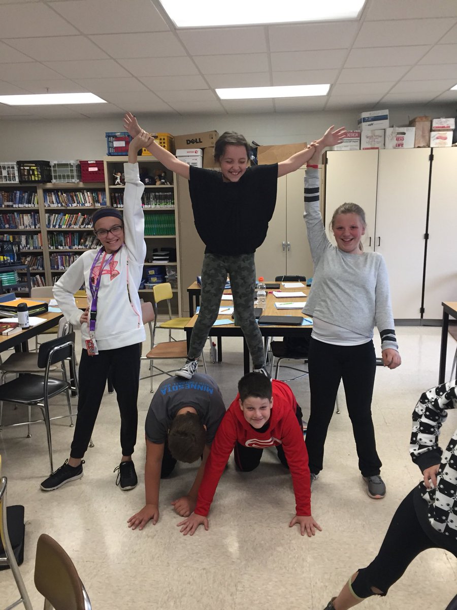 mrsjmillerCF's tweet photo. It was a good Strike a Pose competition in math 6 this week! Teamwork and creativity after math problem completion! #millermath6 #cfkidsrock https://t.co/u8RoZmxfof