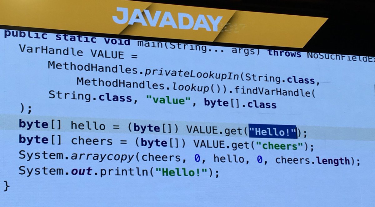 aatarasoff's tweet photo. Make immutable mutable and good luck with debugging #javadayua #javadayua2017 https://t.co/h3YI3jFmlH