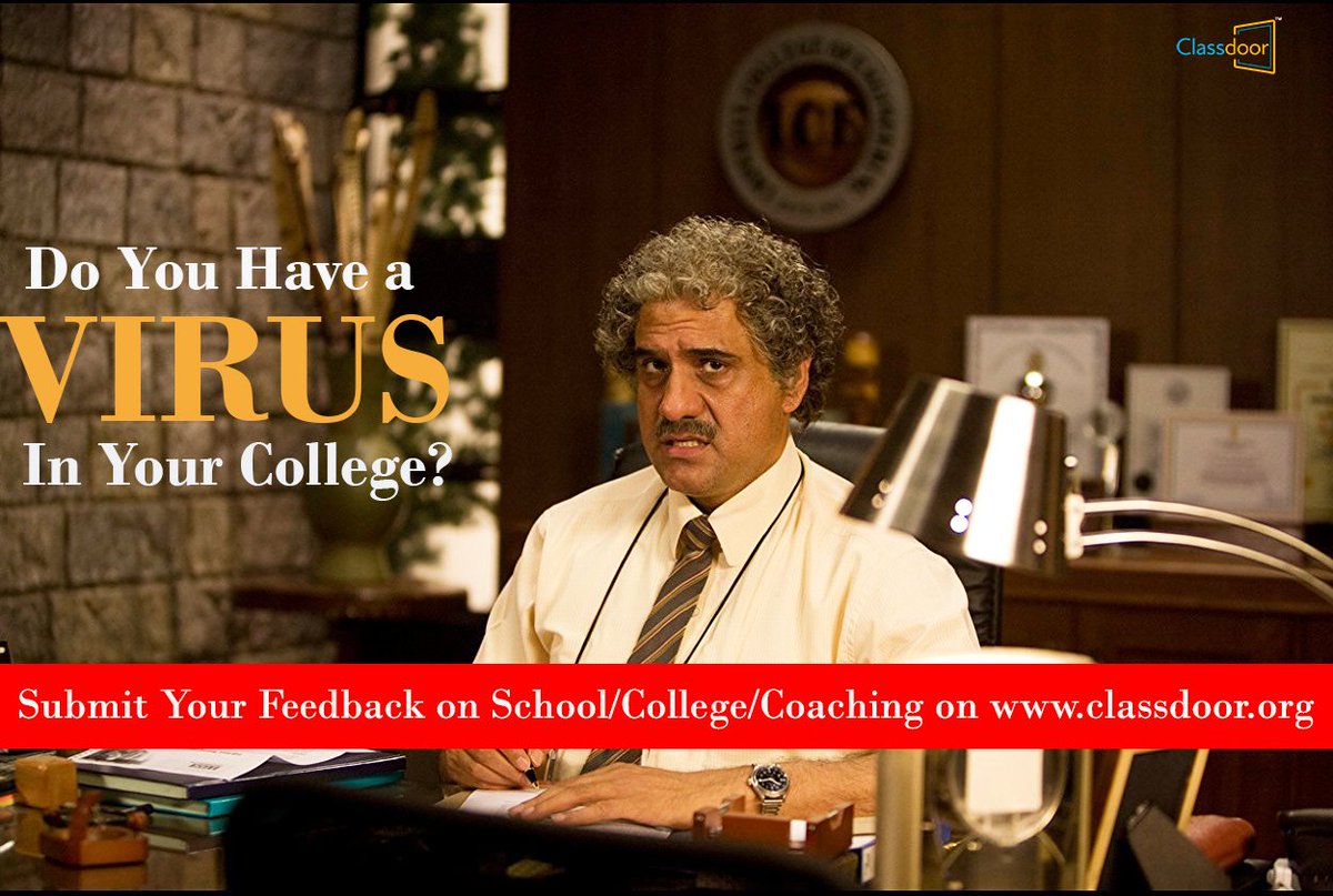Classdoor123's tweet photo. Submit your experience on #Virus you met during your School, College, Coaching Class on https://t.co/aHu7mR30Xb
#Classdoor #rateschool https://t.co/BynQG98xY3