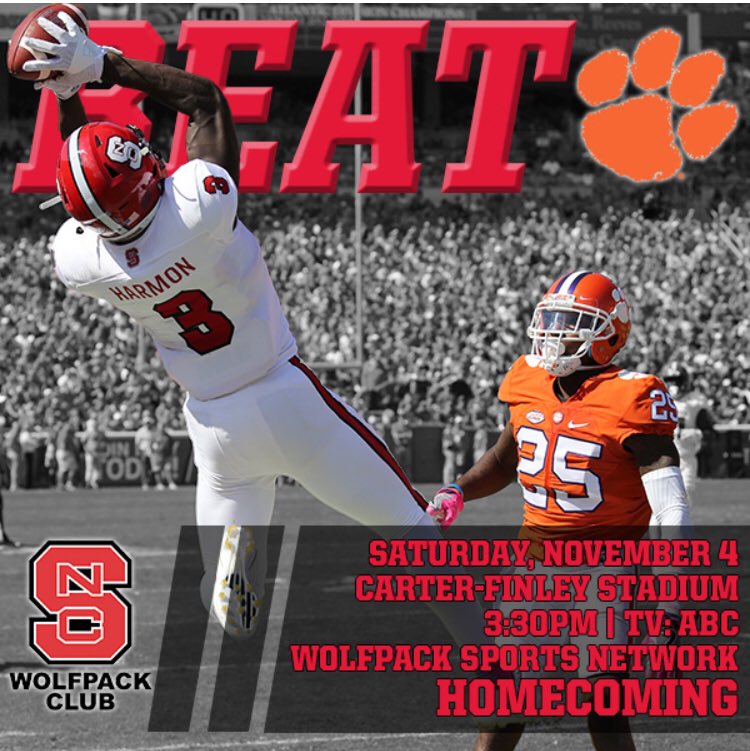 wolfpackclub's tweet photo. Today is the day! Let’s GO PACK! #NCStatevsClemson #BeattheTigers #1pack1goal #WelcomeHome #WPN🏟🐺🐺🏈 https://t.co/2CHALgb0CH