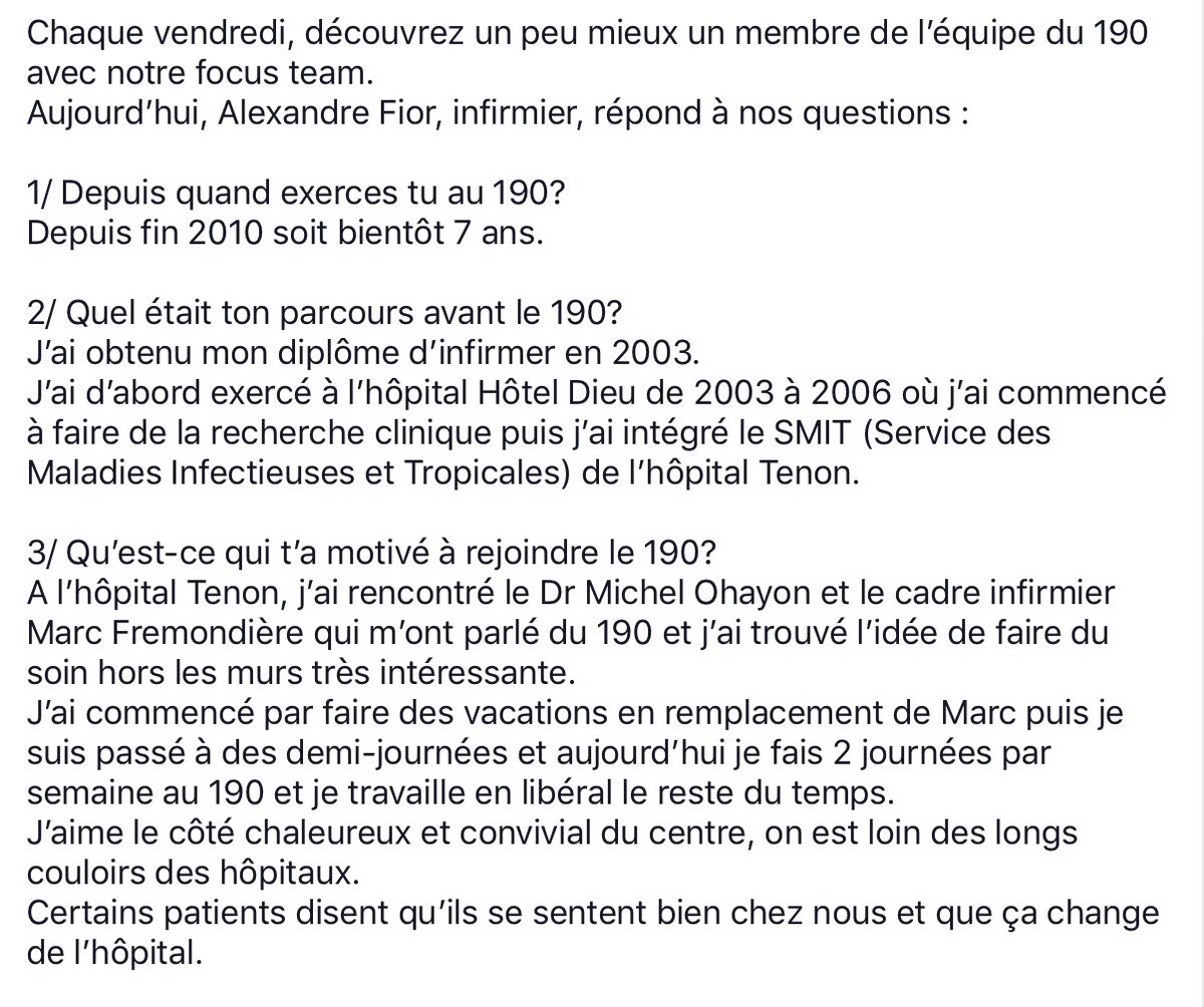 Le190_Paris's tweet photo. Chaque semaine, faites connaissance avec un membre de l’équipe du #Le190. Aujourd’hui, Alexandre Fior, infirmier, répond à nos questions. https://t.co/t1Kf92ssn6