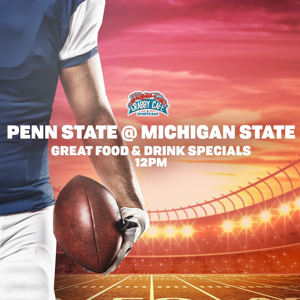 CrabbyPiazza's tweet photo. #PSU v Michigan State #WeAre #PennState Great food &amp; drink specials + 30+ #CraftBeers on tap FEED ur #CrabbyFix https://t.co/sabqibMqar