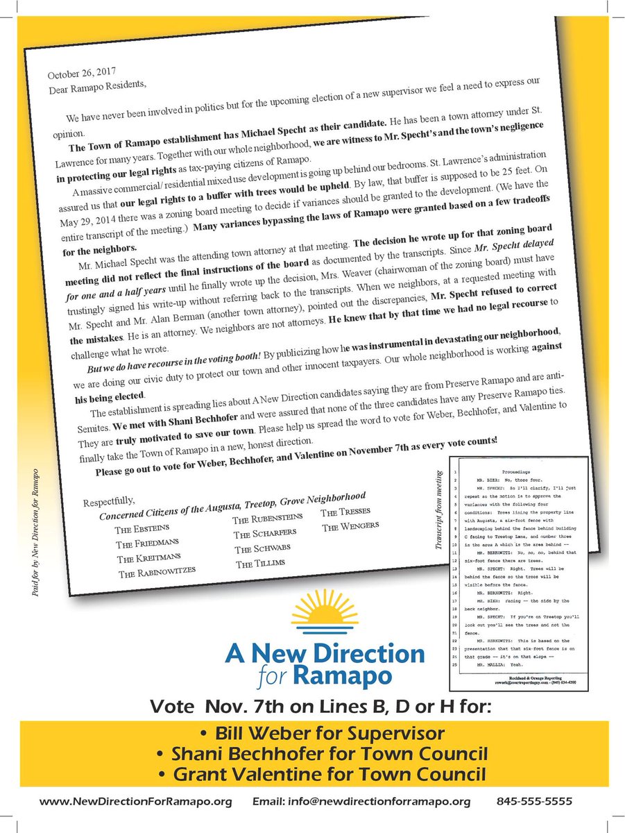 NDFRamapo's tweet photo. Get the truth for yourself. Vote on Tuesday. #newdirectionforramapo #ElectionDay2017 #election #ramapo #townoframapo https://t.co/WbvClN8fbu