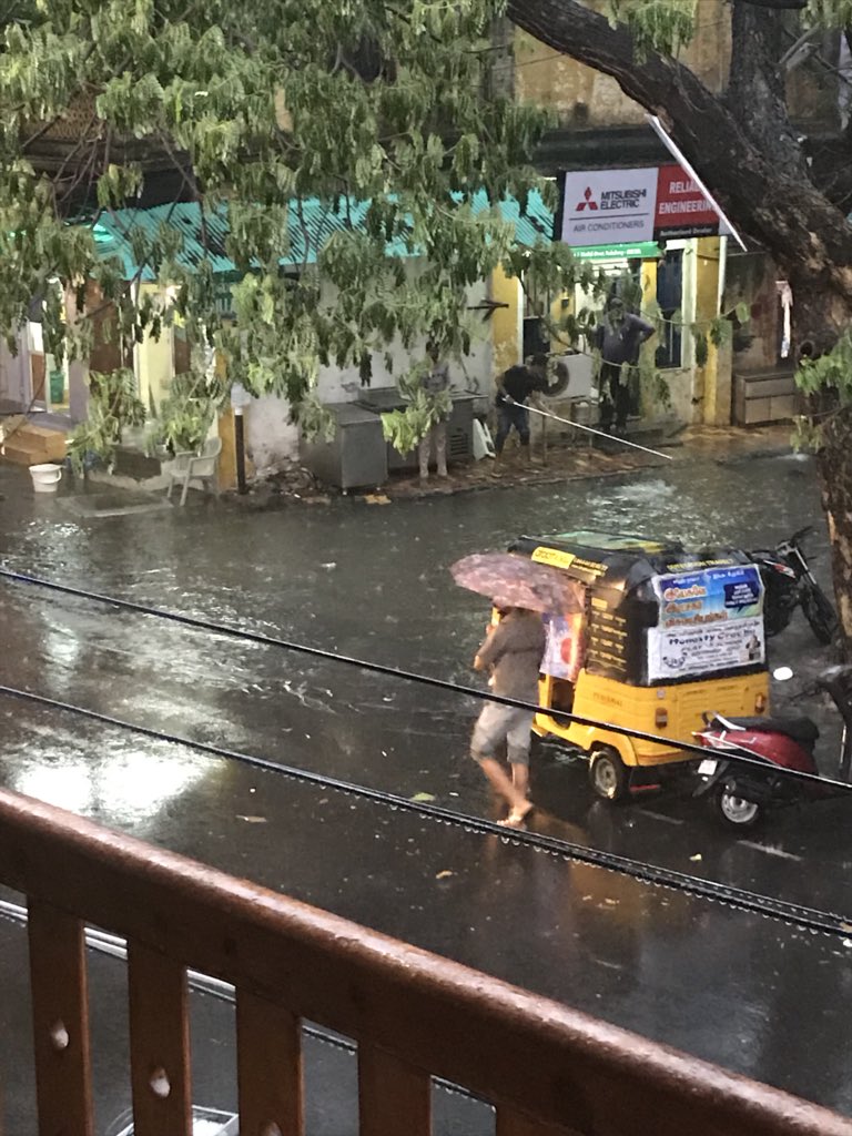 demonrockhopper's tweet photo. @shiftms Sitting in a hotel in Pondicherry India during a monsoon. Trying to work out of I can still start my motorbike ride to Goa Monday 🤔 https://t.co/badtQPblK6