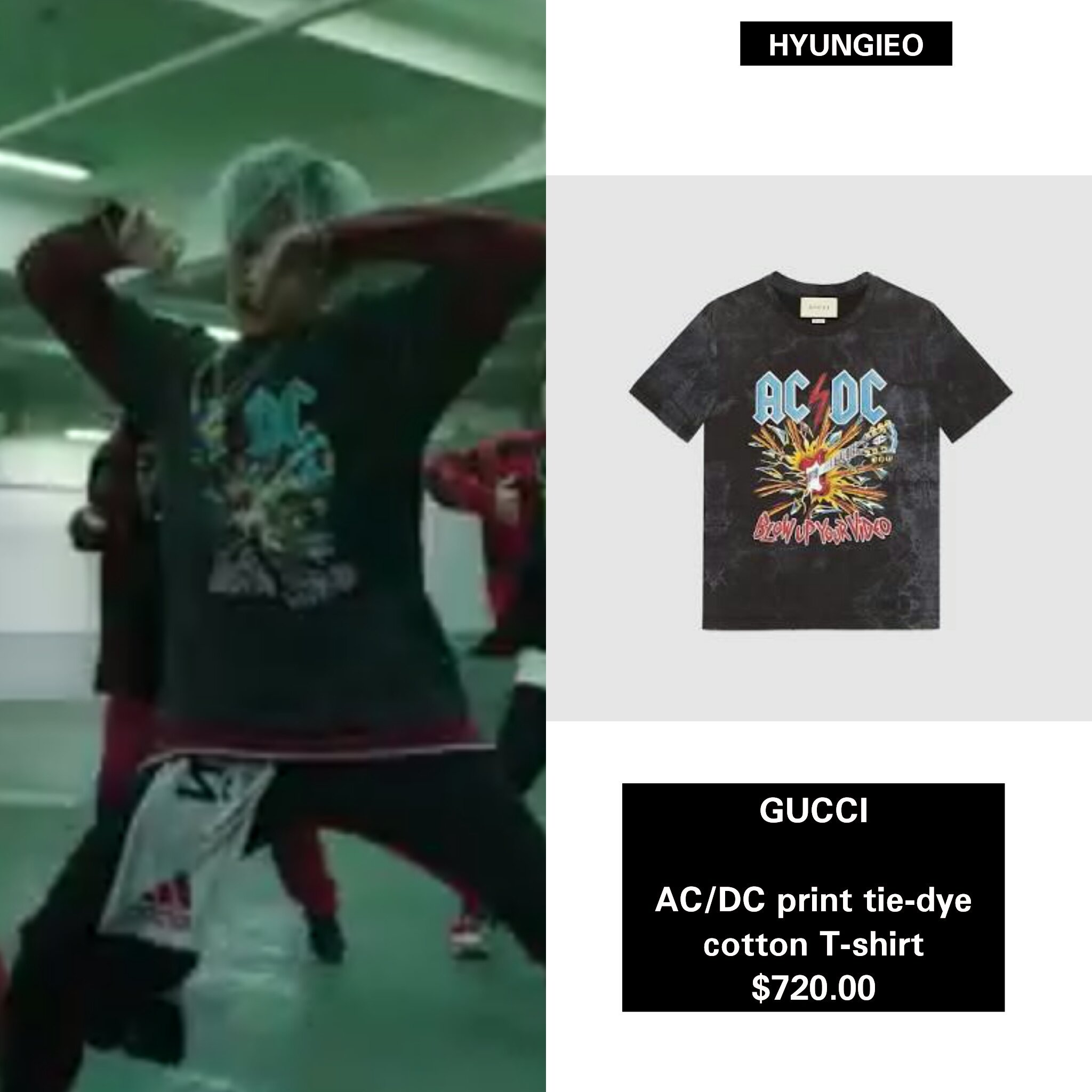 An on "NCT LIMITLESS JAPAN VERS MV #Taeyong GUCCI AC/DC print tie-dye cotton T-shirt $720.00 #태용 #NCT127 #LIMITLESS https://t.co/yerYvGbLC1" /