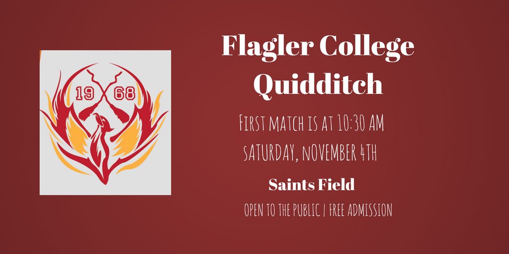 FlaglerEvents's tweet photo. Watch our #FlaglerCollege Quidditch team take on UF! First game is TODAY at 10:30! https://t.co/1p0XTL7gm0