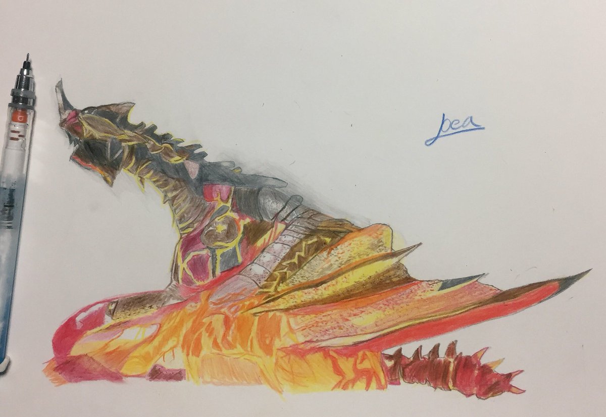 R1044444's tweet photo. モンハン グラビ亜種描きました(^-^;
#色鉛筆
#模写
#上手いと言ってくれる人RT https://t.co/UdX00fdKAJ