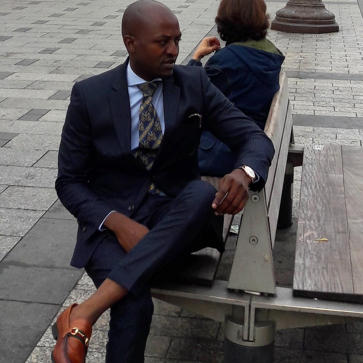 Pinstripe navy suit one of my favourites