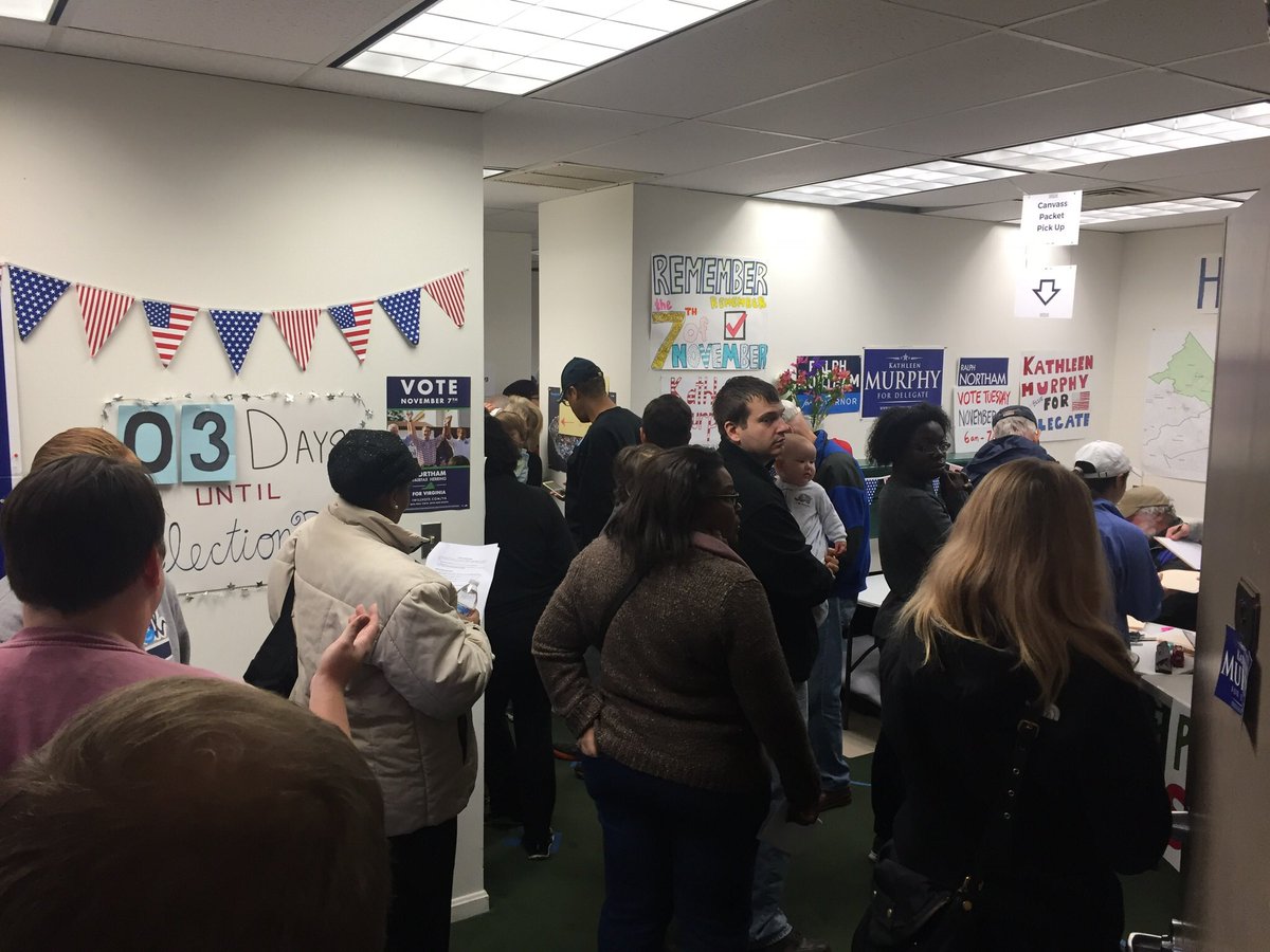 rebeccalipson's tweet photo. Our office is overflowing with volunteers this AM. HAPPY GOTV VIRGINIA! #GameOnVa #keep34blue https://t.co/HbhC3Wog76