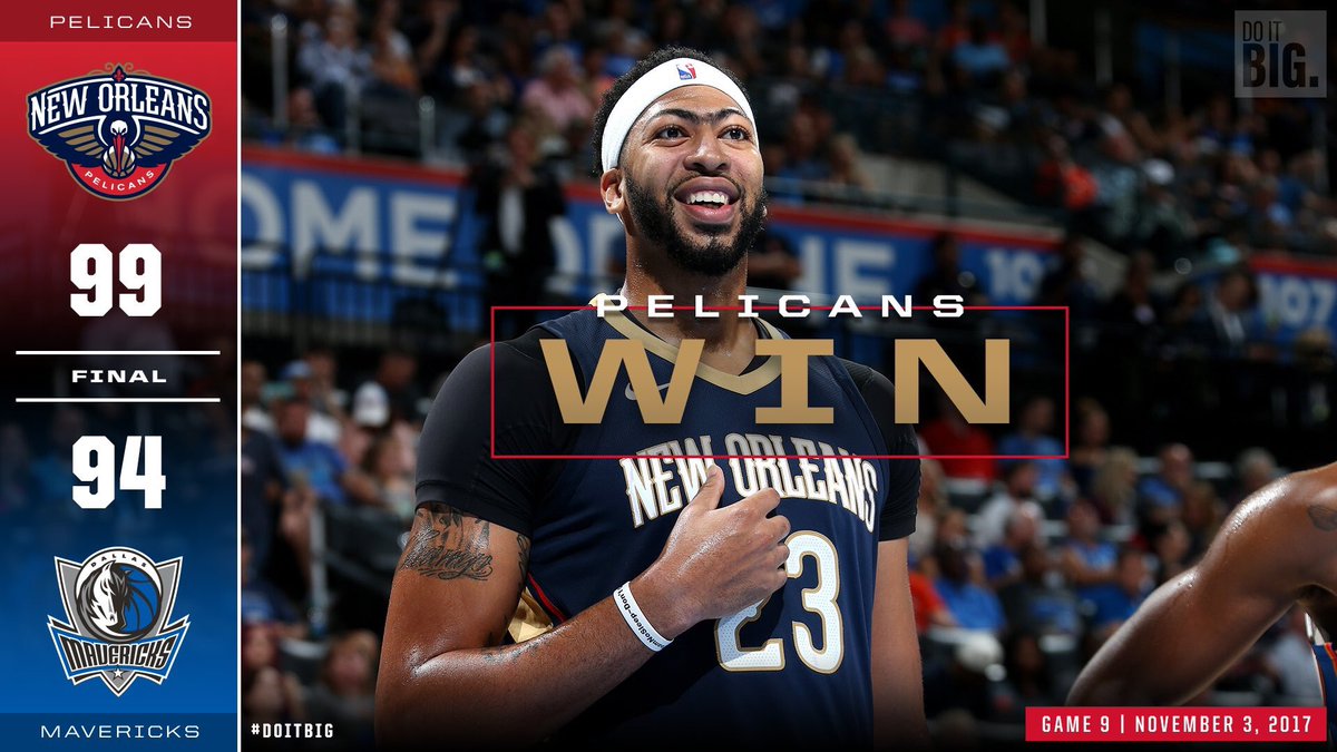 VICTORIA en Dallas:

Pelicans 99 - 94 #MFFL 

⚜️ #DoItBig