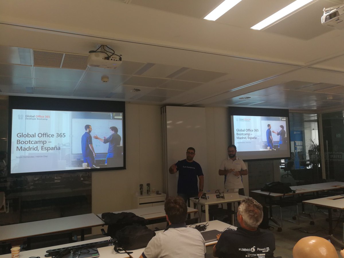 ENCAMINA's tweet photo. Turno de @AdrianDiaz81 y @shmancebo para hablarnos de SPFx y WebHook #office365devbootcamp https://t.co/6wiQpuQBn8