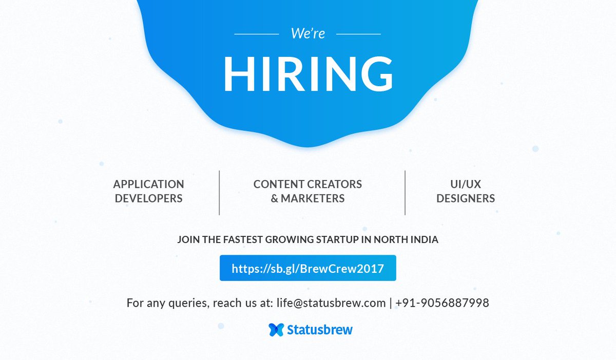 brew_hq's tweet photo. Statusbrew is back with an opportunity for young graduates to join the #BrewCrew.
Refer: https://t.co/0FRfkMvfXa
#LifeAtStatusbrew #Hiring https://t.co/FLzcz7SCiT