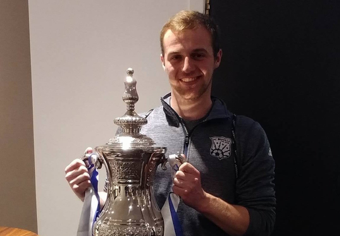 FCBuffalo's tweet photo. Our Gameday Ops wizard @ryannsno is on Merseyside today touring Goodison Park, and repping the FCB #brand. Look for him in stands Sunday! https://t.co/eUHyM1jE8M