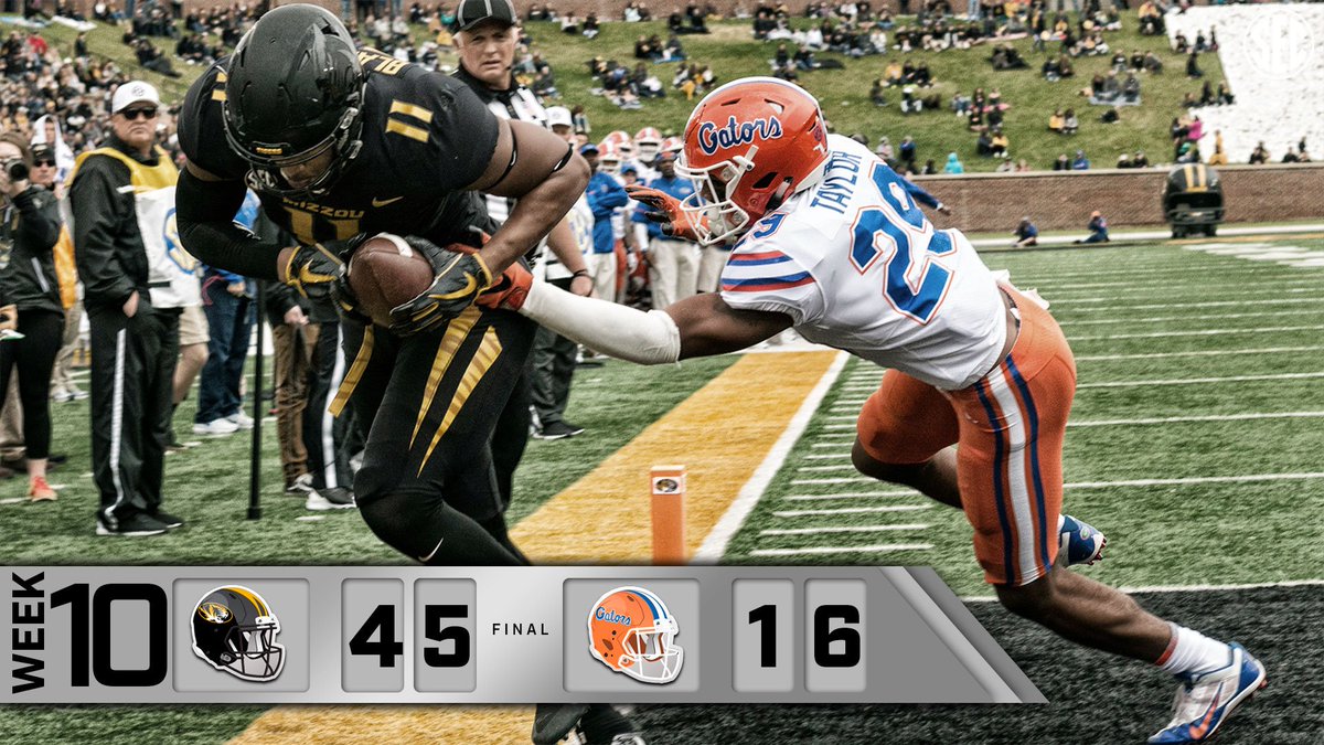 SEC's tweet photo. M-I-Z ... Z-O-U! 

@MizzouFootball gets their first SEC win of the season! https://t.co/vl3r5QYDzE