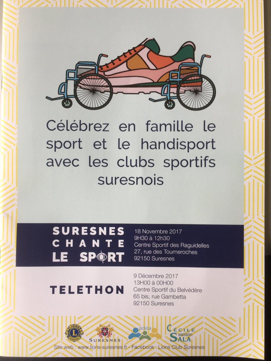 LionsSuresnes's tweet photo. Le Lions Club de Suresnes vous attend nombreux samedi 18 novembre dès 09:30 aux Raguidelles pour la 4è édition de Suresnes chante le sport https://t.co/Z1K45WH0m9