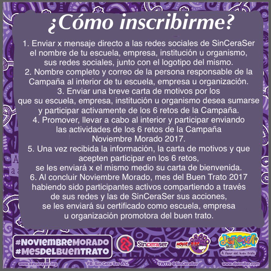 INSCRIBETE YA! Este Noviembre Morado, todos vamos #PorElBuenTrato