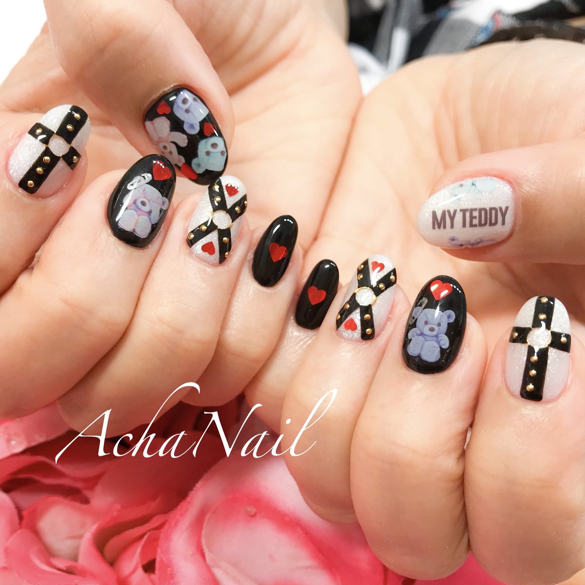 池袋ネイルサロンachanail V Twitter ハーネスネイル T Co Ov5szqnzf4 くまちゃんネイル ハーネス テディベア ガーリーネイル ミルクボーイ ポップネイル ハートネイル ゆめかわネイル ネイル ジェルネイル フィルイン ハーネス ブラックネイル