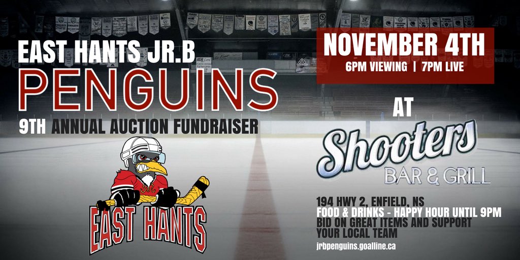 JrBPenguins's tweet photo. Hope to see everyone at our auction this evening! Viewing 6pm and live at 7pm. Come out for some great items and a fun time #pEHns https://t.co/pHsLgJjAaD