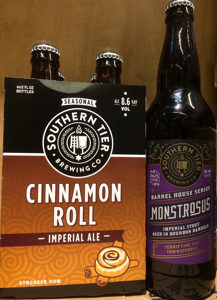 Cinnamon Roll (liquid baked good) and Monstrosus (a 14.7% BBA beast) by <a href="/stbcbeer/">Southern Tier Beer</a> are here! Both of them are incredible dessert beers 🍩🍪🎂