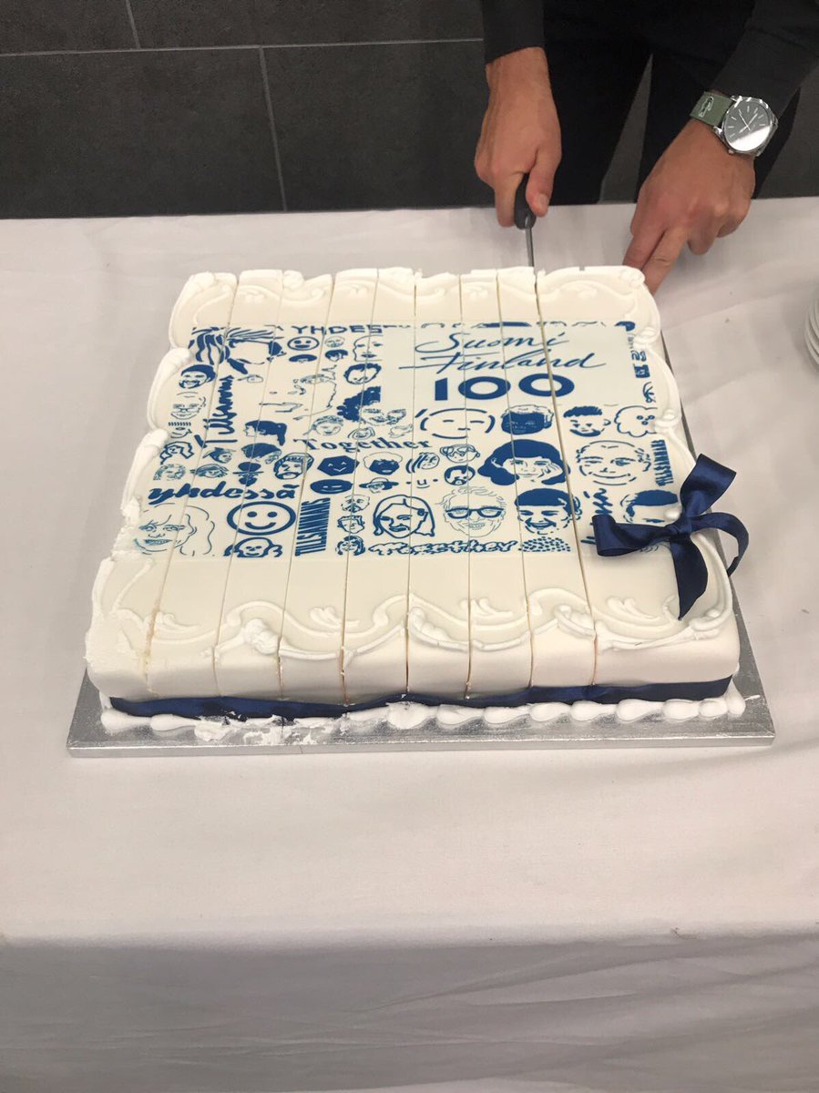 Wow, what a lovely #Finnish100 celebration cake at #FinSci100 symposium!