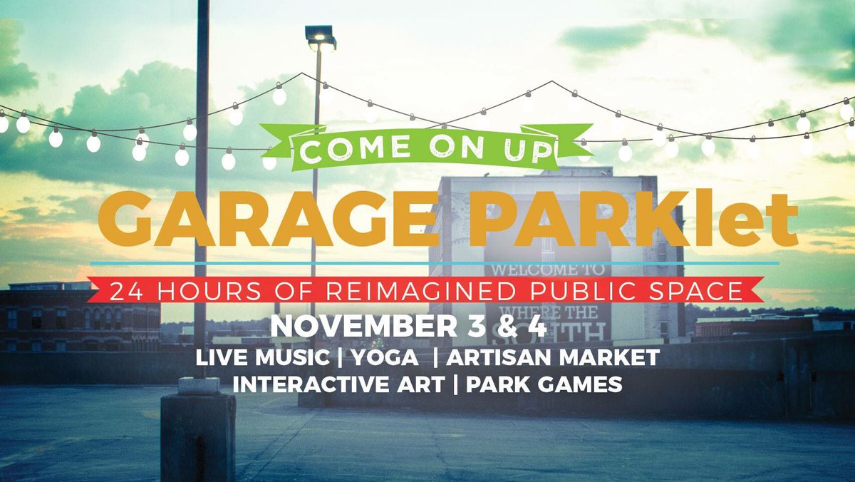 knightmacon's tweet photo. Garage Parklet, a 2017 #knightcitieschallenge winner, is going on today from 10am-6pm at the Mulberry St. Parking Deck #knightcities #macon https://t.co/08RaXfkKMg