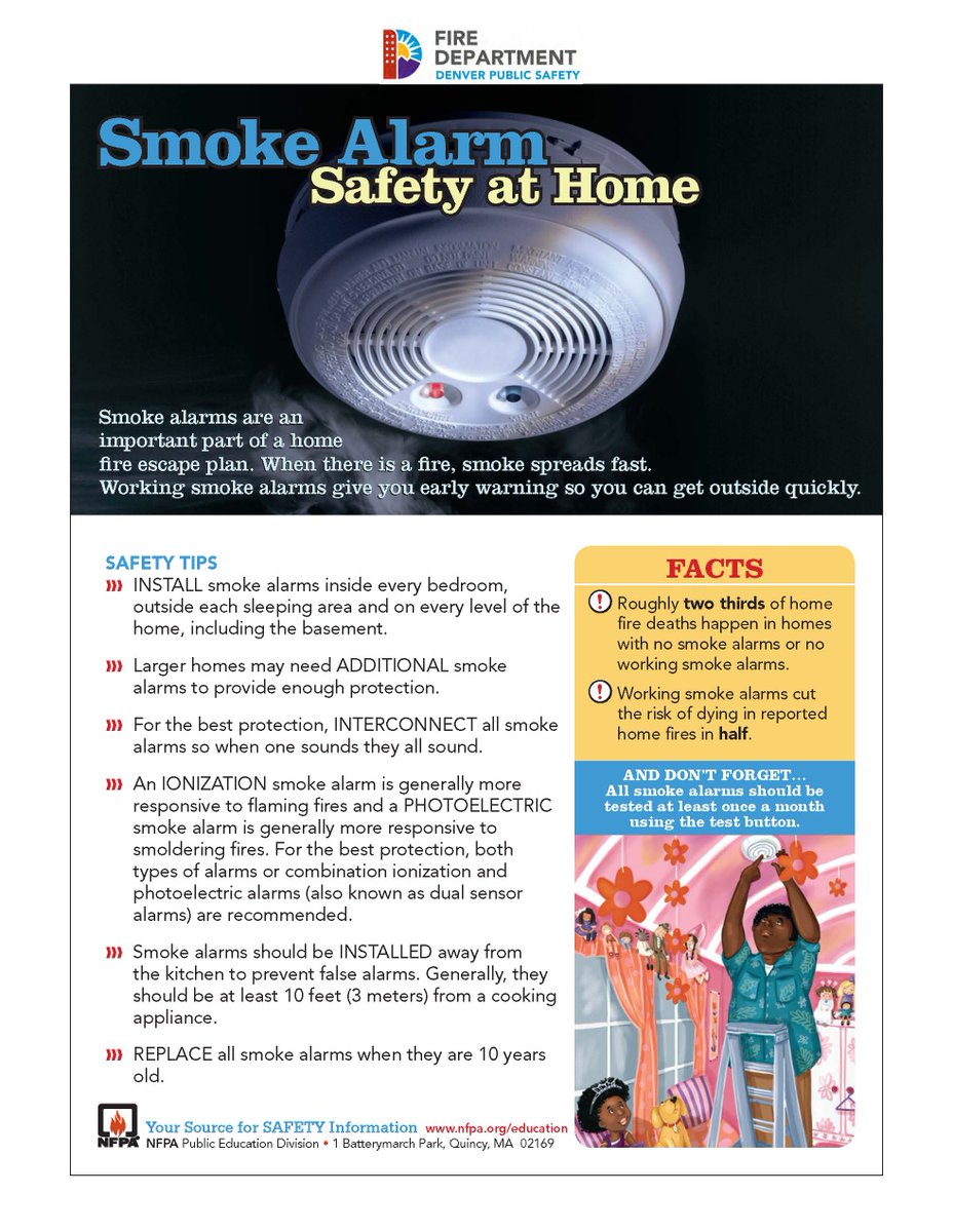 Denver_Fire's tweet photo. It's Safety Saturday! Time for your monthly test of your home smoke alarms &amp; carbon monoxide alarms. It's easy, just push the "test" button. https://t.co/HMi8u78Ch3