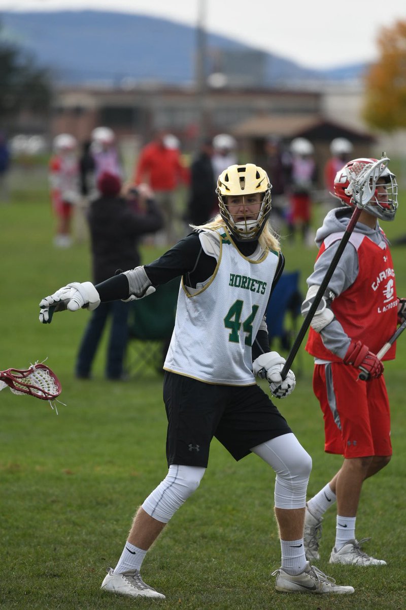 WNYLax's tweet photo. #44 Devon Boyle of the Green Hornets is straight out of central casting for a defenseman. Love the flow! #cornfieldclassic https://t.co/17agqVsJKF