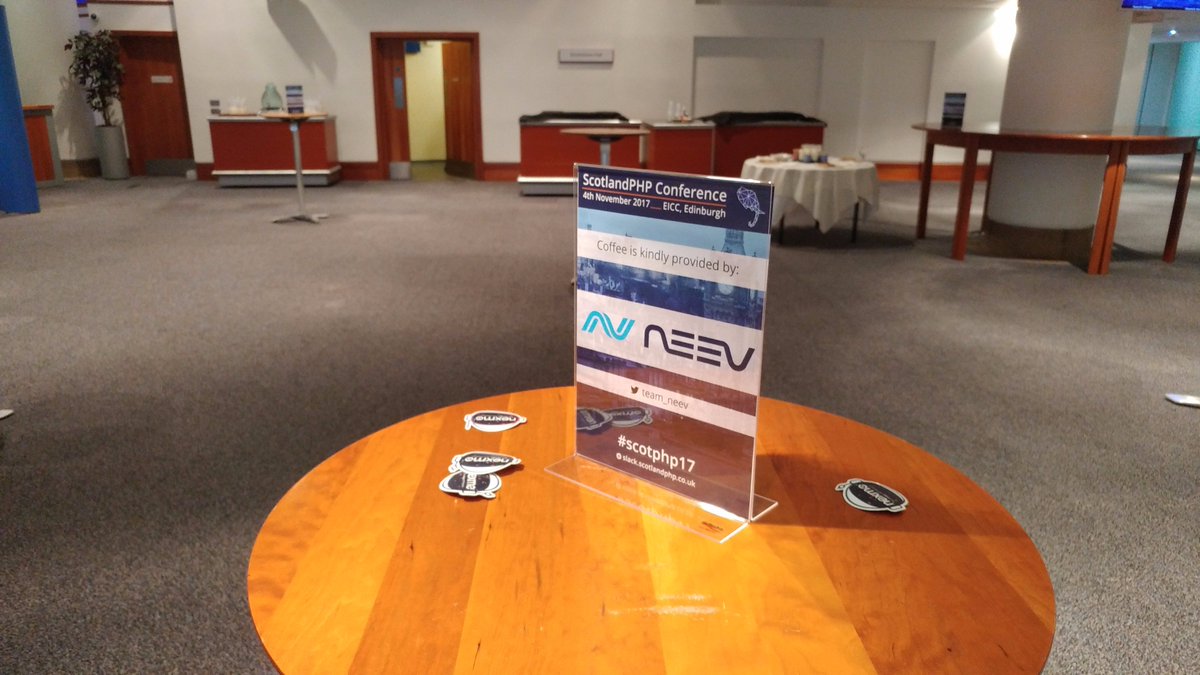 team_neev's tweet photo. #TeamNeev making sure everyone stays pumped up throughout the day at #scotphp17! @scotlandphp #coffee #sponsor #php https://t.co/mxGNPlkRmb