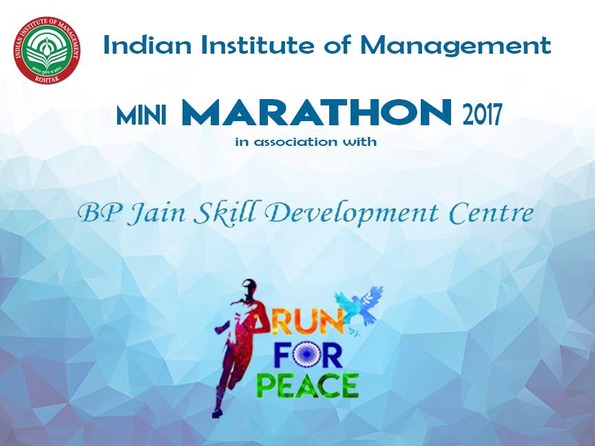IIMR_Marathon's tweet photo. We thank our Title Sponsor BP Jain Skill Development Centre for supporting our Mini Marathon: Run for #PEACE
#IIMRohtak #MiniMarathon2017 https://t.co/hKUuSnGDDB