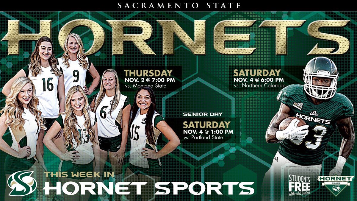 Senior Day for <a href="/SacStateVB/">Sacramento State Volleyball</a> and Military Apprciatiin Day at <a href="/SacHornetsFB/">Sac State Football</a>. Come cheer your Hornets on to victory! #StingersUp