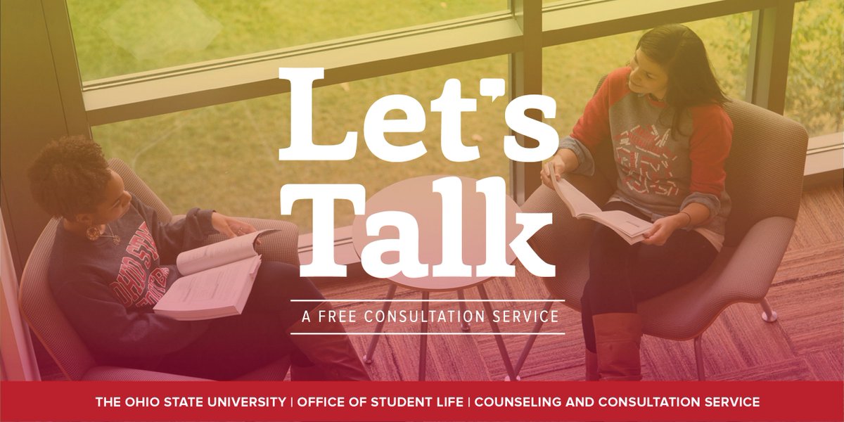 StudentLifeOSU's tweet image. .@OSUCCS can help - drop-in for a Let&apos;s Talk session. Details at go.osu.edu/letstalk
