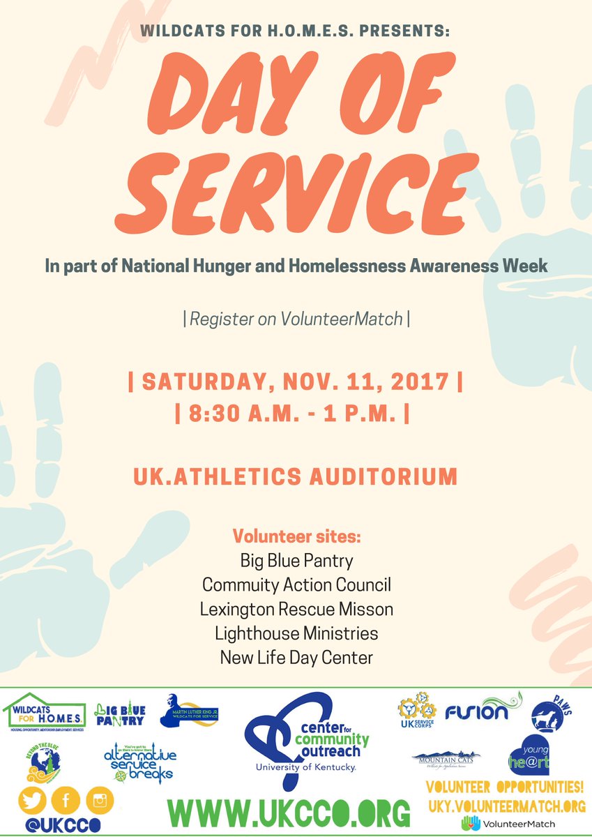 Sign up for NHHAW Day of Service that will be on next Saturday (Nov. 11th) and learn more about Hunger and Homelessness issues in Lex!