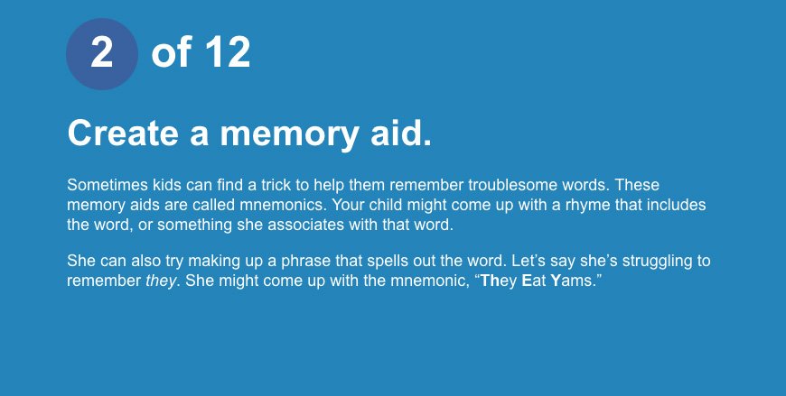 UnderstoodOrg's tweet photo. Kids with #dyslexia can have extra difficulty learning sight words, but these 12 tips may help: https://t.co/qcqIfaC8cW https://t.co/CPhaHleNP2
