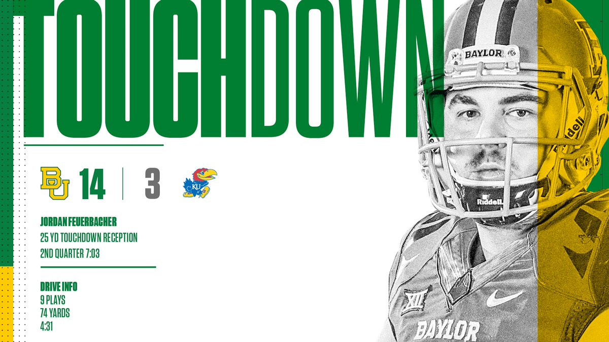 BUFootball's tweet photo. Brewer's fourth career TD pass is the Bears' first TD to a tight end this season. #SicKU https://t.co/Mp154iASlU