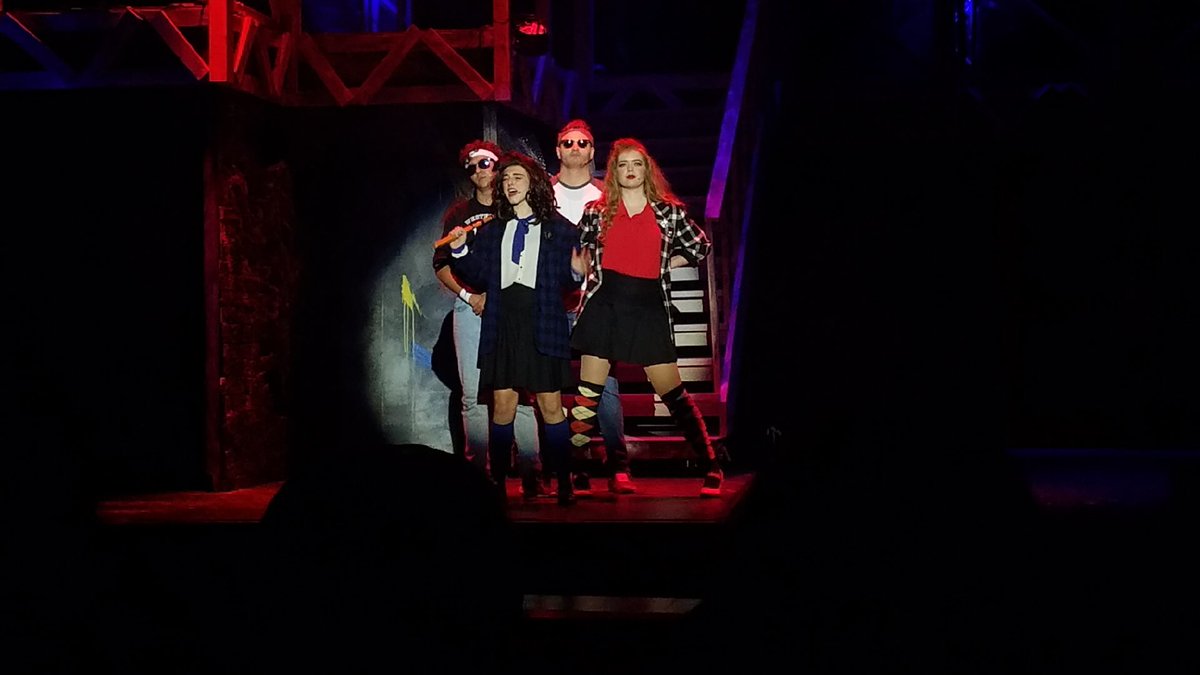 redheather101's tweet photo. Squad Goals. 🖤❤️🖤💙 come see it!!!!! Pass me a note during lunch for ticket info! 
#DSMHSMTA18
 #gpfaaheathers101 https://t.co/thqTeLloUs