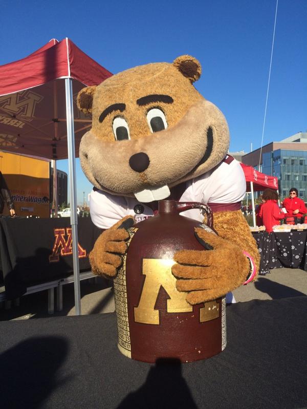 GoldytheGopher's tweet photo. Who would ruin a perfectly good trophy by putting a Michigan logo on it??? #WeCanFixThat #BringBackTheJug #RTB https://t.co/0jk9D52SgF