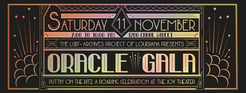 Get your tickets to the November 11 #OracleGala today at: bit.ly/2hcMN9R #PuttinOnTheRitz #1920s #ArtDeco #NewOrleans #LGBT